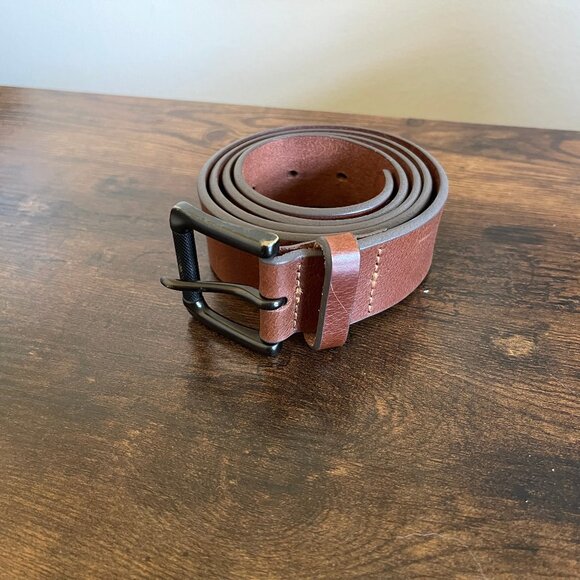 Banana Republic Men’s Brown Genuine Buffalo Leather Belt Size 36 Gunmetal Buckle - Picture 1 of 7